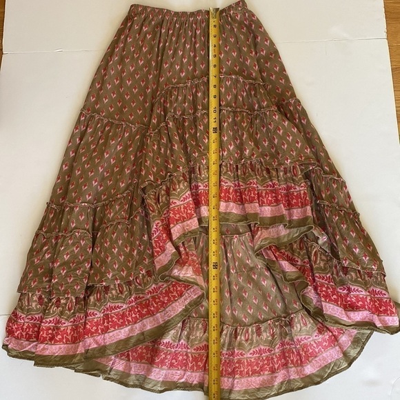 Talisman Pink & Tan Tiered Sassy Ruffle Skirt Size Small - Picture 8 of 9